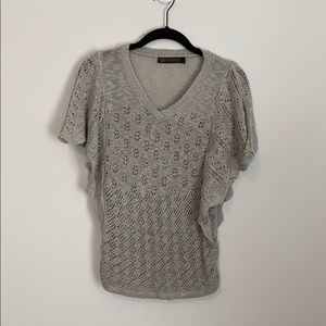 Gray Flutter Sleeve Sweater